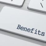 Close-up of a keyboard key labeled "Benefits" for HVAC maintenance and troubleshooting advice by Charles Krull & Son, Inc.