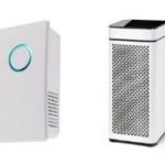 Two modern air purifiers with sleek designs; Charles Krull & Son, Inc. offers indoor air quality solutions.