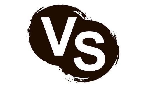 Bold 'VS' text on black background representing competition in plumbing and heating industry by Charles Krull & Son, Inc.